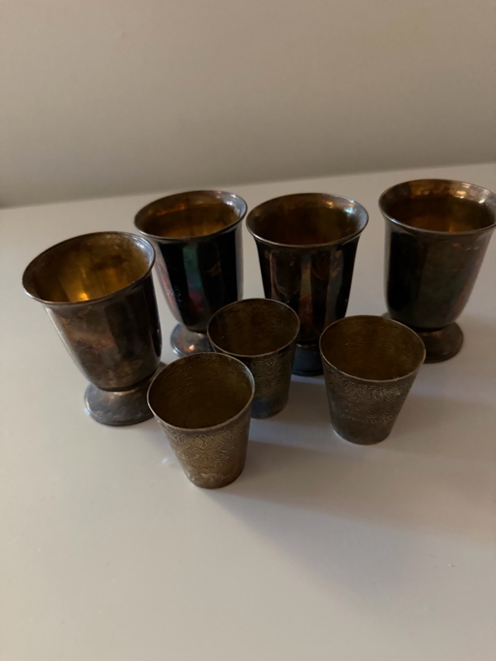 Today ONLY! Oman Vintage-Style Metal Shot and Goblet Set in Aged Brass Finish